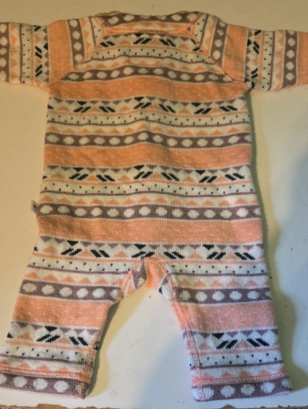 Pink Patterned Knit Baby One-Piece - Picture 4 of 5